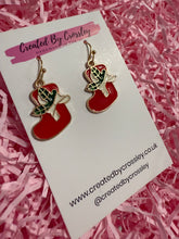 Load image into Gallery viewer, Large Christmas Stocking Charm Earrings
