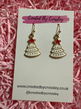 Load image into Gallery viewer, White Christmas Tree Charm Earrings
