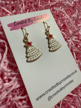 Load image into Gallery viewer, White Christmas Tree Charm Earrings
