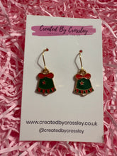 Load image into Gallery viewer, Green Bell Charm Earrings
