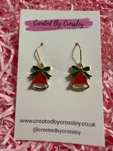 Load image into Gallery viewer, Red Christmas Bell Charm Earrings

