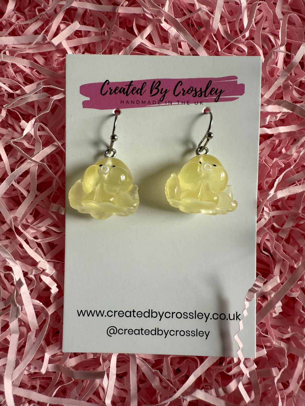 Yellow Octopus Charm Earrings