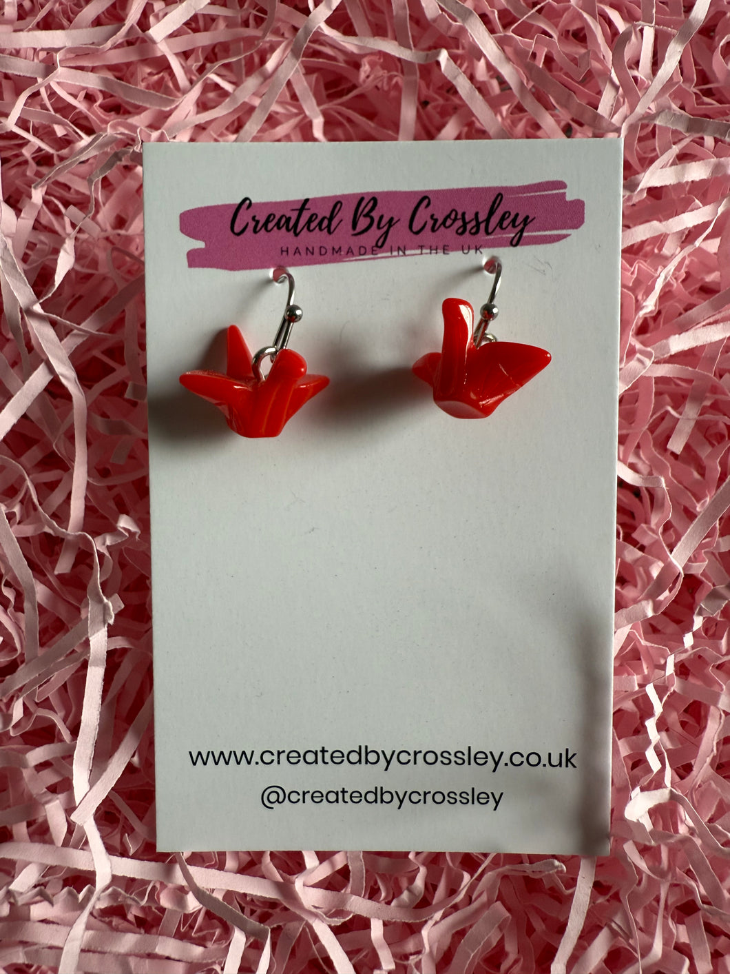 Red Crane Charm Earrings