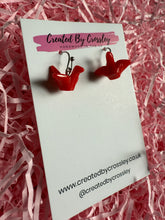 Load image into Gallery viewer, Red Crane Charm Earrings
