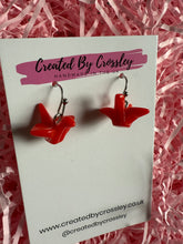 Load image into Gallery viewer, Red Crane Charm Earrings
