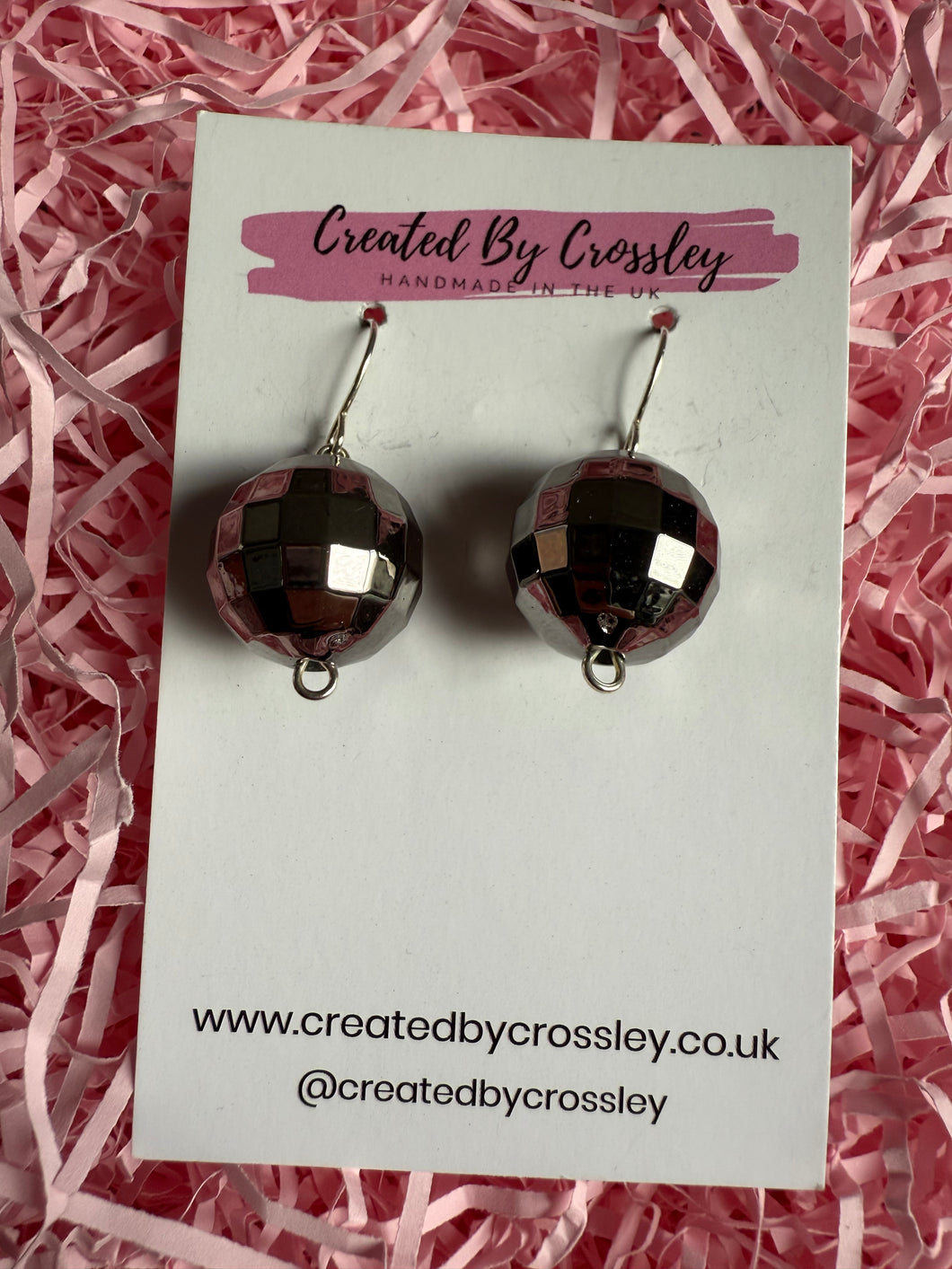 Black Disco Ball Charm Earrings