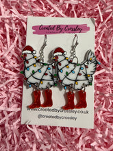 Load image into Gallery viewer, Christmas Chicken Charm Earrings
