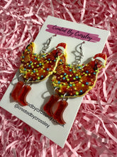 Load image into Gallery viewer, Christmas Chicken Charm Earrings
