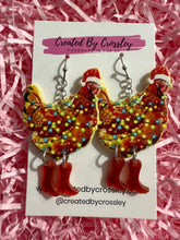 Load image into Gallery viewer, Christmas Chicken Charm Earrings
