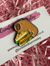 Load image into Gallery viewer, Sandwich Capybara Pin Badge
