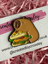 Load image into Gallery viewer, Sandwich Capybara Pin Badge
