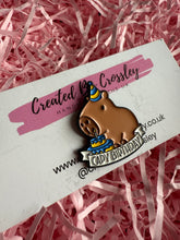 Load image into Gallery viewer, Birthday Capybara Pin Badge
