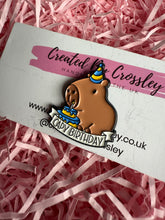 Load image into Gallery viewer, Birthday Capybara Pin Badge
