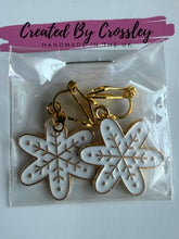 Load image into Gallery viewer, Large Snowflake Clip On Earrings
