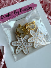 Load image into Gallery viewer, Large Snowflake Clip On Earrings
