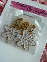 Load image into Gallery viewer, Large Snowflake Clip On Earrings

