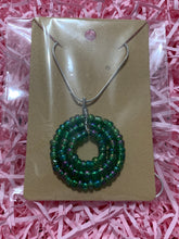 Load image into Gallery viewer, Green Beaded Circle Pendant Necklace
