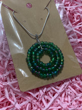 Load image into Gallery viewer, Green Beaded Circle Pendant Necklace
