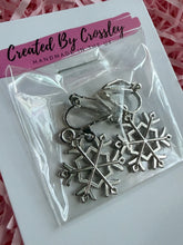 Load image into Gallery viewer, Snowflake Clip On Earrings
