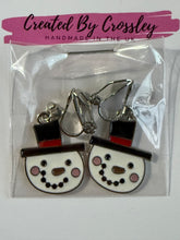 Load image into Gallery viewer, Smiling Snowman Clip On Earrings

