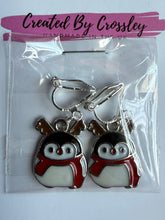 Load image into Gallery viewer, Festive Penguin Clip On Earrings
