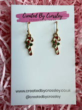 Load image into Gallery viewer, Stripey Colourful Candycane Charm Earrings
