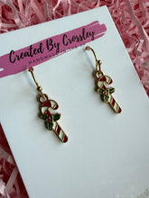 Load image into Gallery viewer, Stripey Colourful Candycane Charm Earrings
