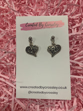 Load image into Gallery viewer, Asymmetric Detailed Heart Stud Earrings
