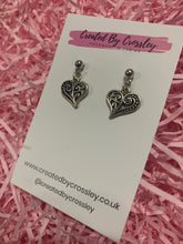 Load image into Gallery viewer, Asymmetric Detailed Heart Stud Earrings
