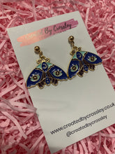 Load image into Gallery viewer, Blue Moth Stud Earrings
