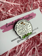 Load image into Gallery viewer, God’s Silliest Goose Pin Badge
