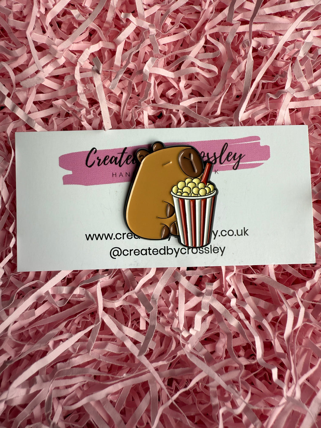 Popcorn Capybara Pin Badge