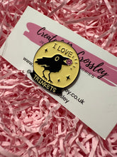 Load image into Gallery viewer, “I love trinkets” Crow Pin Badge
