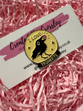 Load image into Gallery viewer, “I love trinkets” Crow Pin Badge
