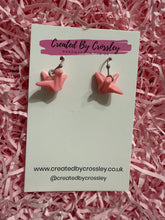 Load image into Gallery viewer, Pink Crane Charm Earrings
