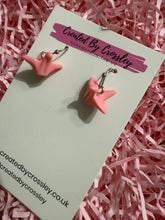 Load image into Gallery viewer, Pink Crane Charm Earrings
