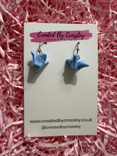 Load image into Gallery viewer, Blue Crane Charm Earrings
