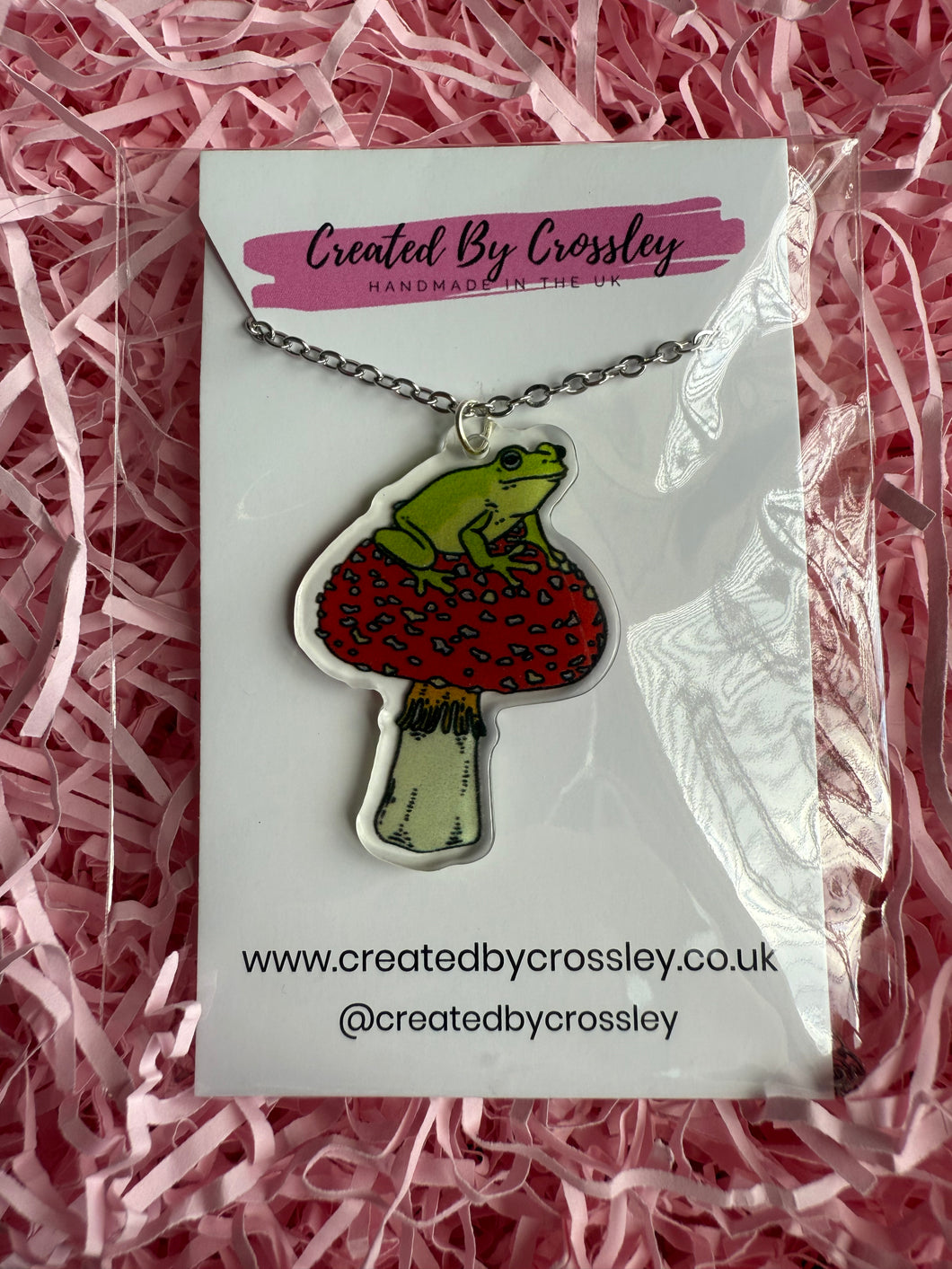 Mushroom Frog Charm Necklace