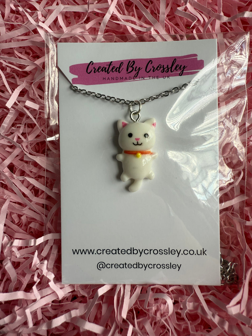White Cat Charm Necklace