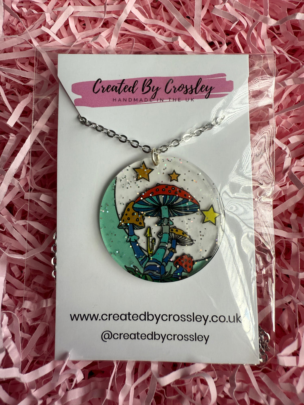 Mushroom Disc Charm Necklace