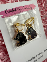 Load image into Gallery viewer, Black Cat Clip On Earrings
