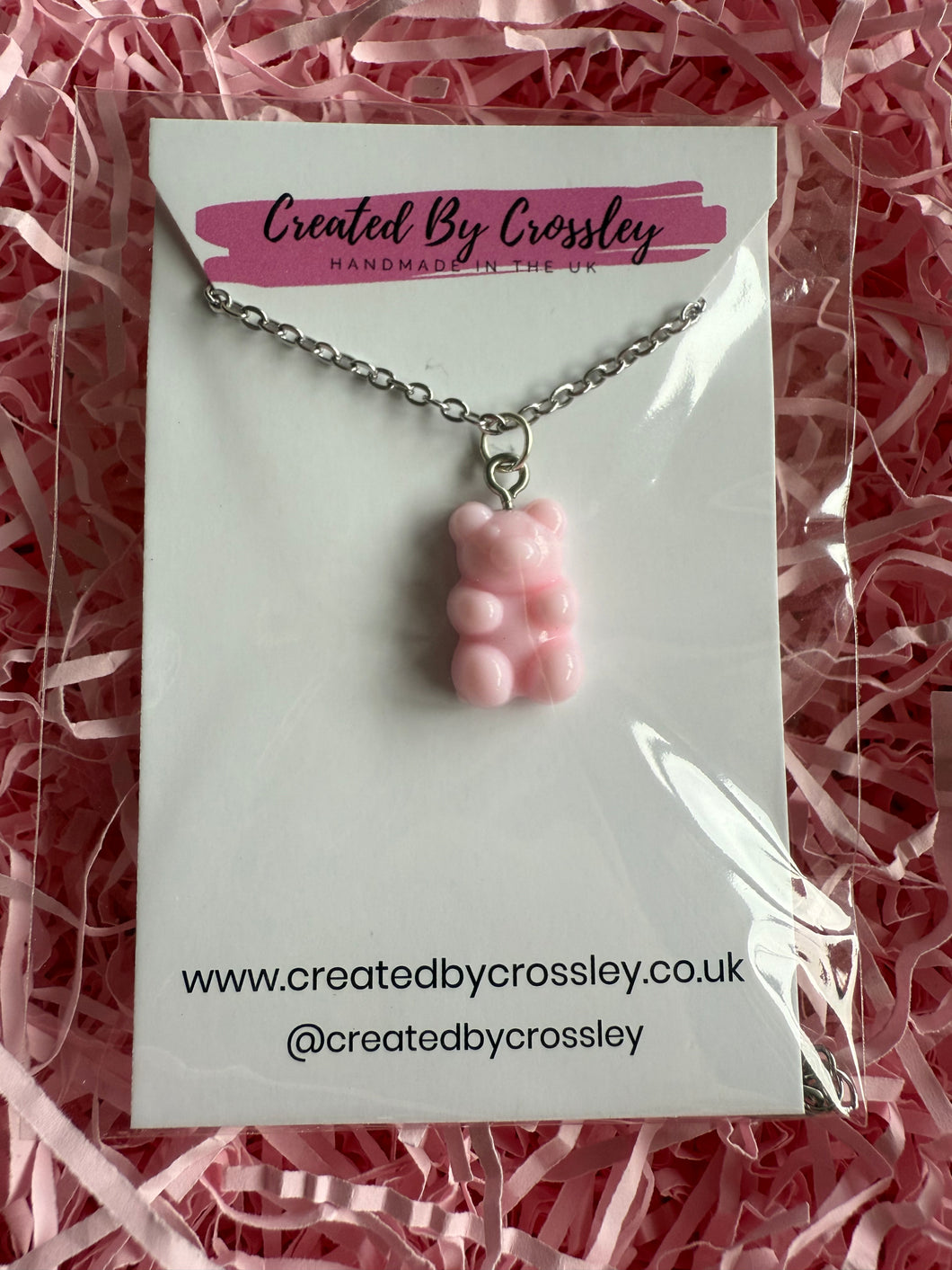 Pink Gummy Bear Charm Necklace