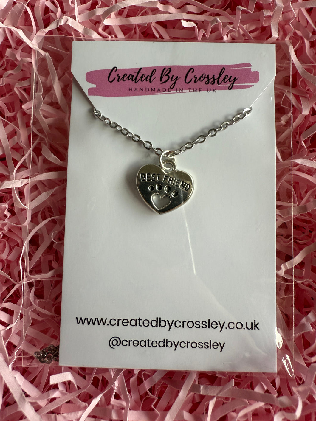 Best Friend Paw Heart Charm Necklace
