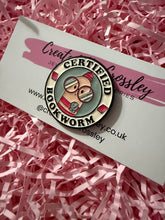 Load image into Gallery viewer, Certified Bookworm Pin Badge
