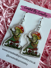 Load image into Gallery viewer, Mushroom Frog Charm Earrings

