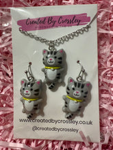 Load image into Gallery viewer, Grey Cat Jewellery Set
