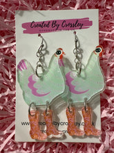Load image into Gallery viewer, Green Chicken Charm Earrings
