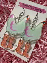 Load image into Gallery viewer, Green Chicken Charm Earrings
