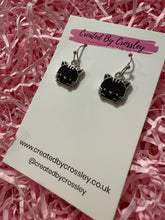 Load image into Gallery viewer, Black Cat Charm Earrings
