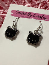Load image into Gallery viewer, Black Cat Charm Earrings
